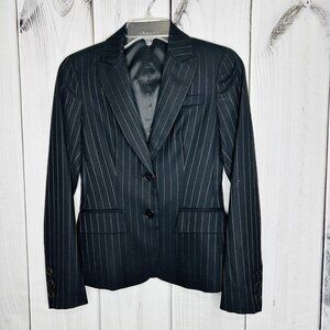 NWOT Theory Nettie Black Pin Stripe Wool Blend Blazer Sz 00 Two Button